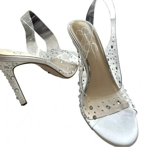 Jessica Simpson Womens Jaisey Open Toe Rhinestone Slingback Heels Used Once - Picture 4 of 6